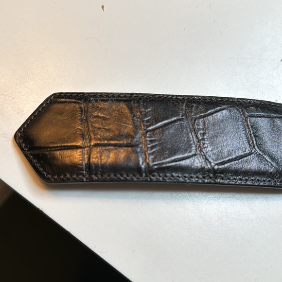 Yves Saint Laurent Vintage 80s Rare black Alligator Belt~Monogram Gold ❤️ Dangle - Picture 8 of 14